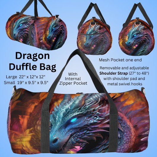 Sac De Sport Dragon bleu sur Arrière - plan de feu