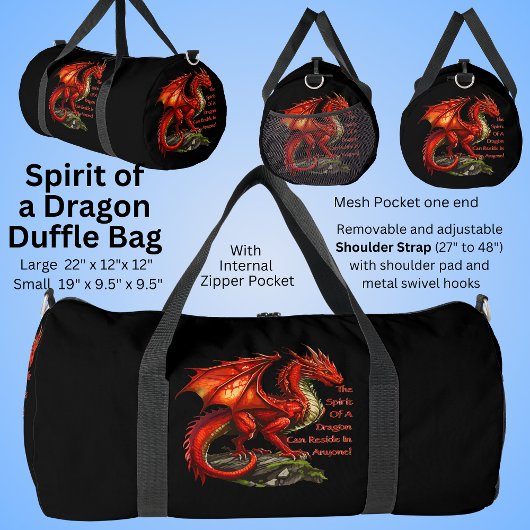 Sac De Sport Dragon vert rouge, l'esprit peut résider en tout