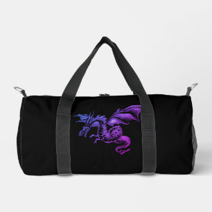 Sac De Sport Dragon Violet Volant sur Fond Noir