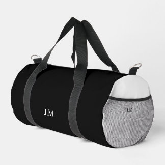 Sac De Sport Duo couleur unie noir et blanc initiales du nom
