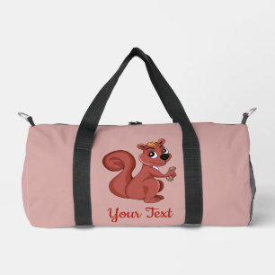 Sac De Sport Écureuil de dessin animé mignon avec une cacahuète