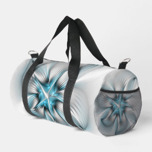 Sac De Sport Élégance florale Art moderne Abstrait bleu fractal