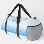 Sac De Sport Élégant Bleu Retro Stripes Monogramme (Coin droit)