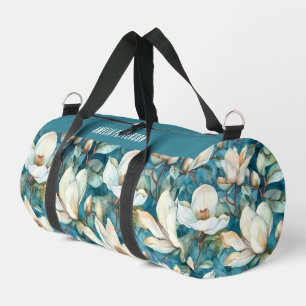 Sac De Sport Élégant Magnolia motif floral Nom personnalisé