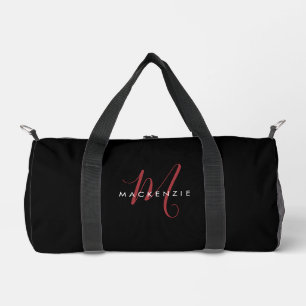 Sac De Sport Élégant Monogramme moderne noir rouge