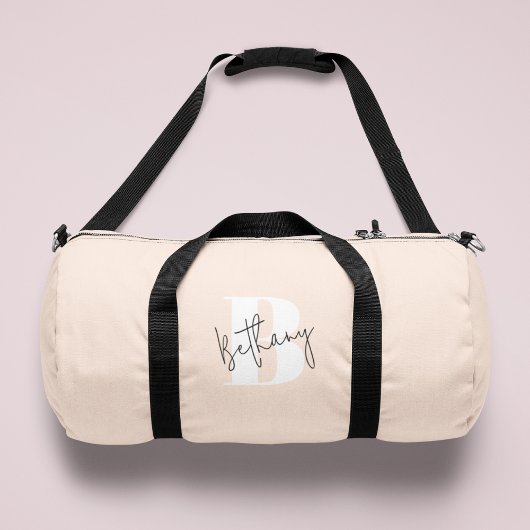 Sac De Sport Élégant Monogramme rose pâle moderne