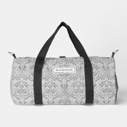 Sac De Sport Élégant motif floral gris (Recto)