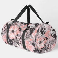 Élégant motif floral gris rose Nom personnalisé