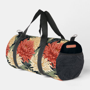 Sac De Sport Élégant motif floral Nom personnalisé