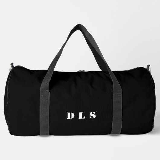 Sac De Sport Élégant noir avec initiales blanches (Recto)