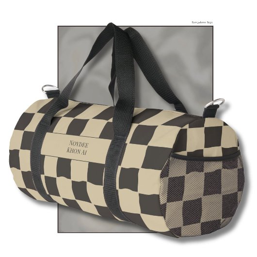 Sac De Sport Elegant Timeless Name Beige and Dark Check