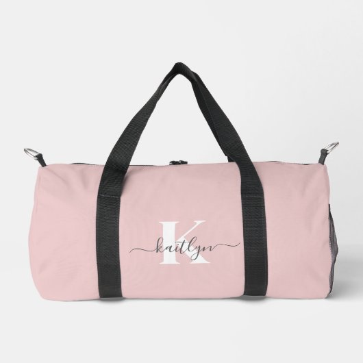 Sac De Sport Élégant violet rose gris script Monogramme (Recto)