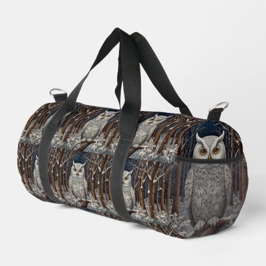 Sac De Sport Élégante forêt d'hiver de chouette blanche boho (Coin droit)