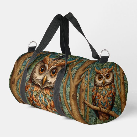 Sac De Sport Élégante végétation forestière de hibou rétro (Coin gauche)