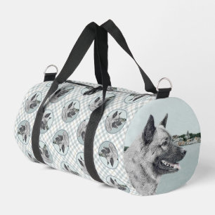 Sac De Sport Elkhound norvégien et peinture de village art de c