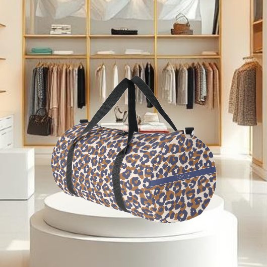 Sac De Sport Empreinte de léopard-bleu et Brown