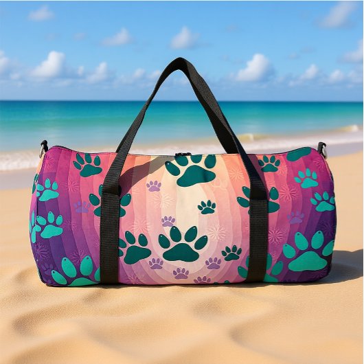 Sac De Sport Empreinte de patte à dégradé de sarcelle 