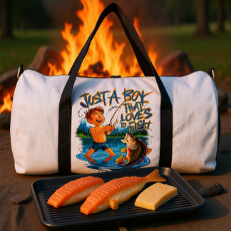 Sac De Sport Exploring Nature: Boy Fishing With a Big Catch