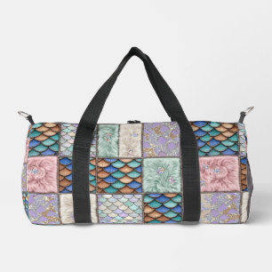Sac De Sport Fée sirène rustique Monogramme Faux Patchwork