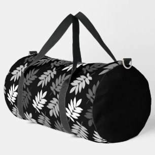 Sac De Sport Feuille aînée grand motif noir blanc gris