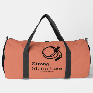 Sac De Sport Fitness Motto Fort Commence Ici Orange Noir