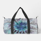 Sac De Sport Fleur Abstraite Fractale Moderne Avec Bleu (Recto)
