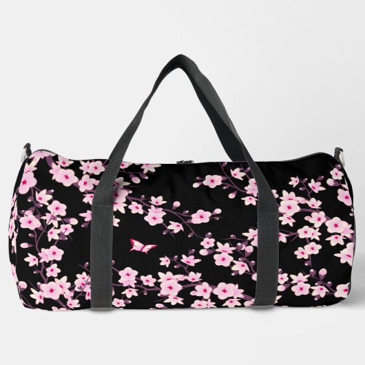 Sac De Sport Fleur de cerisier rose noire (Recto)
