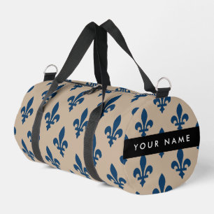 Sac De Sport Fleur de Lis, Bleu Marine sur Beige, Royal, Votre