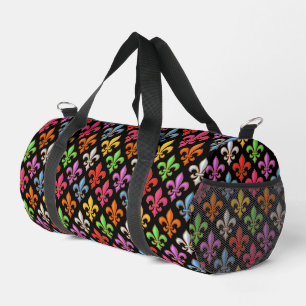 Sac De Sport Fleur-de-lis Fleurs Noires Audacieuses Colorées