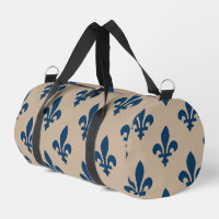 Fleur de Lis Motif, Royal French Blue sur Crème
