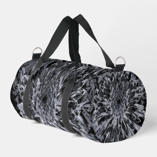 Sac De Sport Fleur noire et grise Dahlia (Coin gauche)
