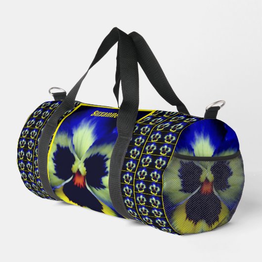 Sac De Sport Fleur Pansy Bleu Personnalisé (Coin droit)