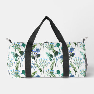 Sac De Sport Fleur sauvage aquarelle bleu vert 