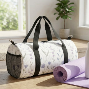 Sac De Sport Fleur sauvage aquarelle bleu violet