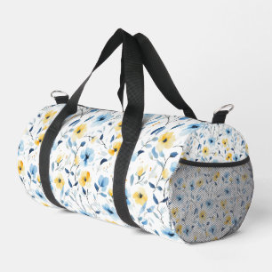 Sac De Sport Fleur sauvage aquarelle bleue jaune