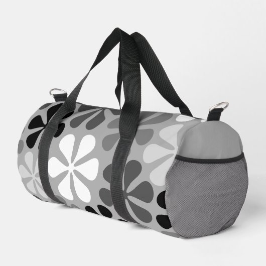 Sac De Sport Fleurs Abstraites Gris noir blanc (Coin droit)