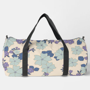 Sac De Sport Fleurs Bleues, Fleurs Violettes, Motif Floral