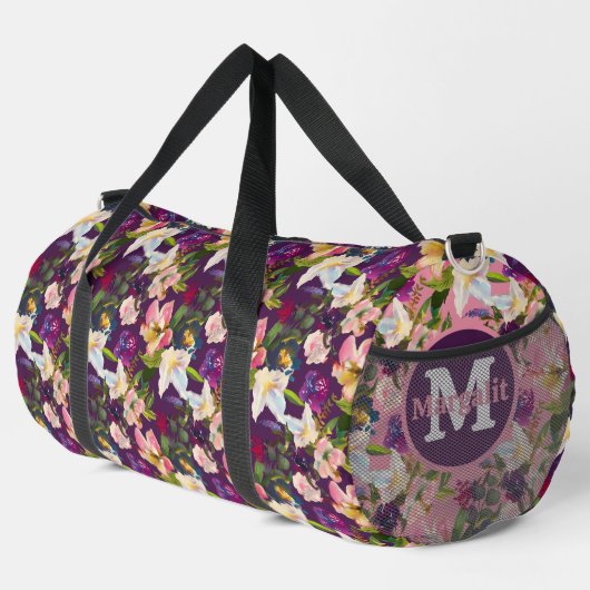 Sac De Sport Fleurs Exotiques Roses Violettes Florales Grandes (Coin droit)