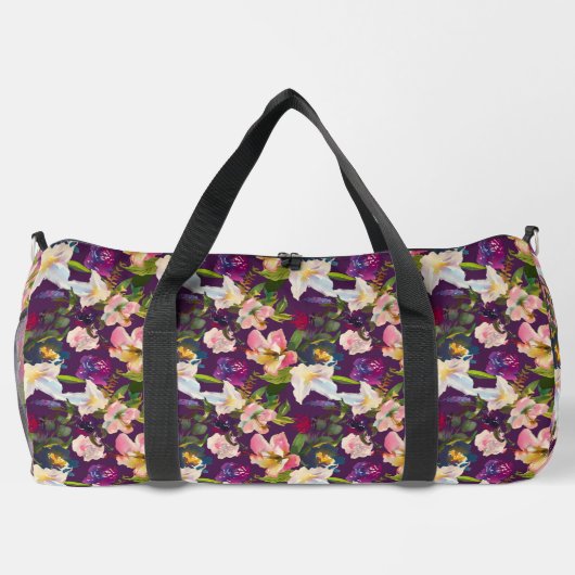 Sac De Sport Fleurs Exotiques Roses Violettes Florales Grandes (Verso)