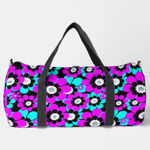Sac De Sport Fleurs florales en néon Motif violet et turquoise
