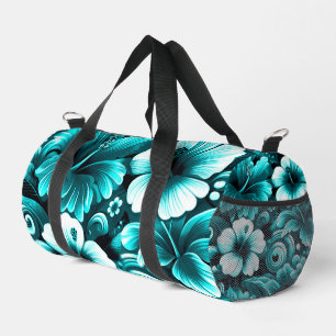 Sac De Sport Fleurs hawaïennes tropicales Hibiscus Turquoise bl