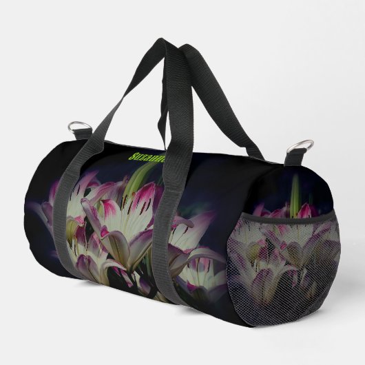 Sac De Sport Fleurs Lys Blanches Et Rouges Personnalisées (Coin droit)
