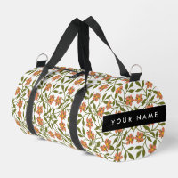 Fleurs orange, motif floral, Boho, votre nom