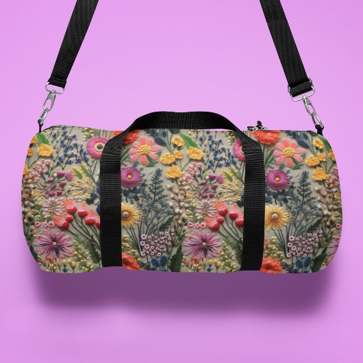 Sac De Sport Fleurs sauvages Broderie Flore