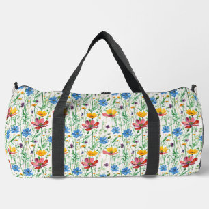Sac De Sport Fleurs sauvages colorés et herbe verte
