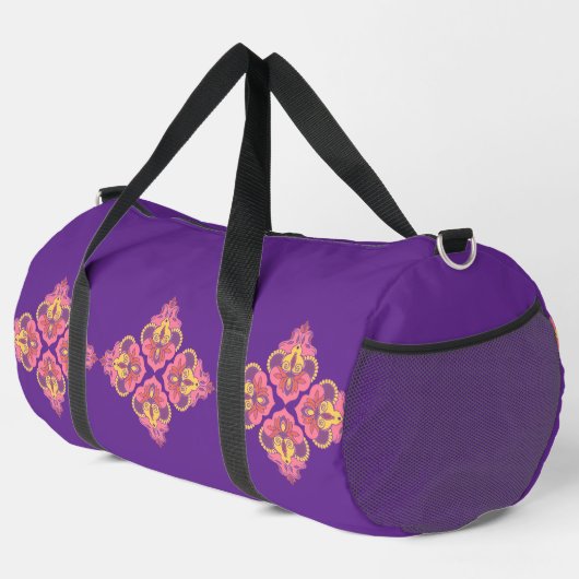 Sac De Sport Fleurs sur violet grand (Coin droit)
