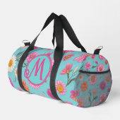 Sac De Sport Floral orange rose blanc floral turquoise (Coin droit)