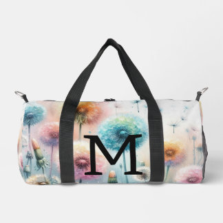 Sac De Sport Floral watercolor monogram pink blue dandelions