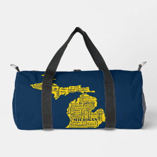 Sac De Sport Fun Yellow et Navy Blue State of Michigan villes