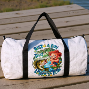 Sac De Sport Garçon joyeux ramenant une prise